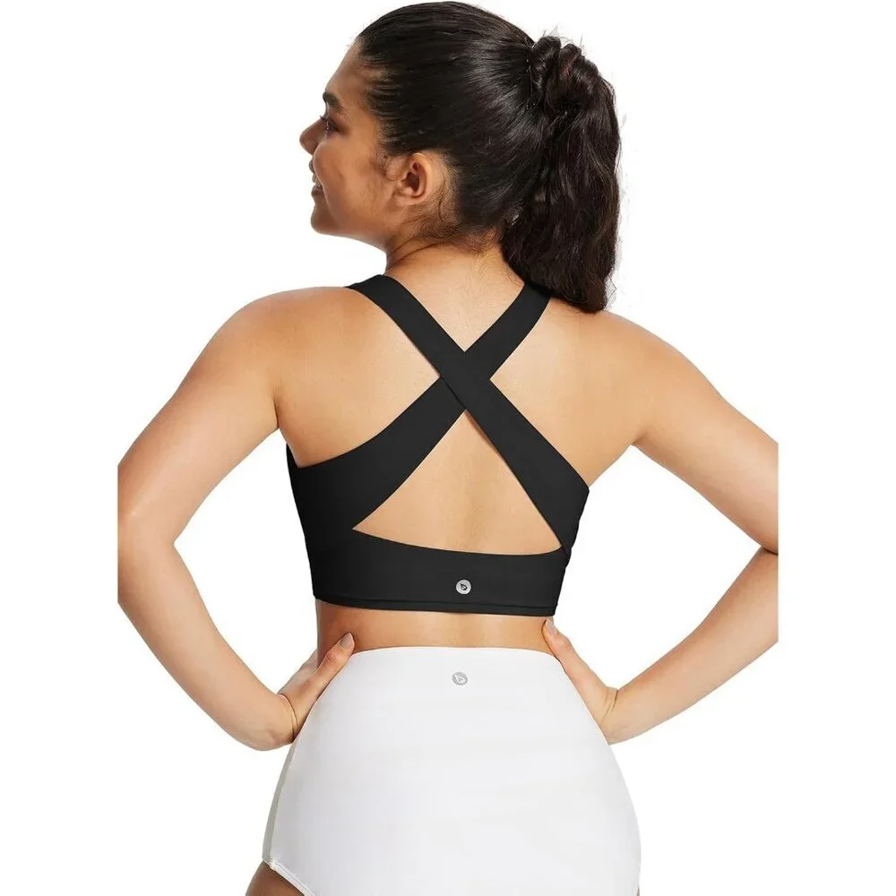 Women's High Neck Swim Bra Bikini Top Removable Padded UPF 50+ Quick Dry